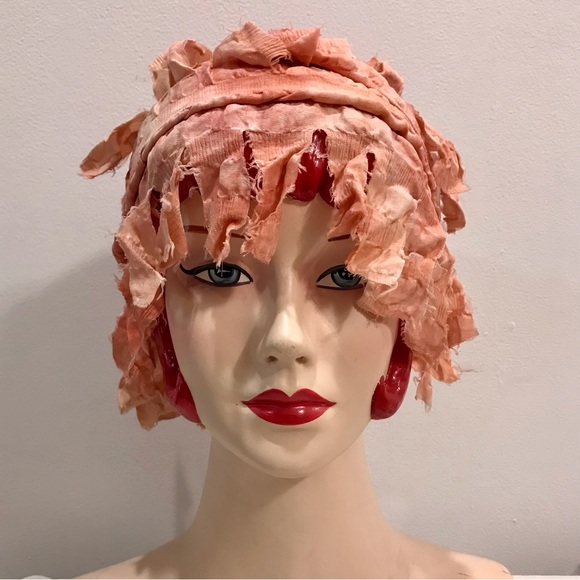 Vintage Cynthia Norton pink hand dyed pokered silk scarf. - Picture 8 of 9